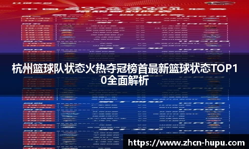 杭州篮球队状态火热夺冠榜首最新篮球状态TOP10全面解析